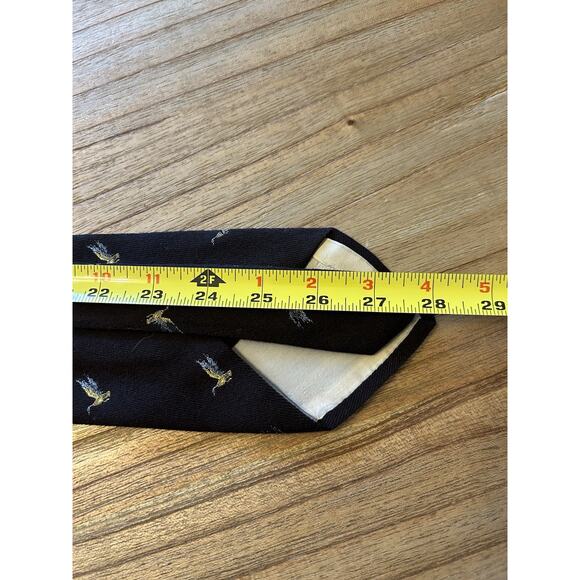 Vintage Men’s Italian Navy Tie 3.75” Flying Ducks Kasmir Wool Silk Blend Hunting - Picture 13 of 13